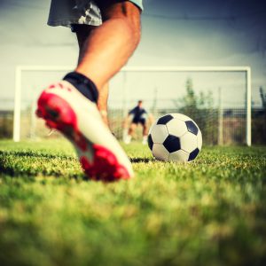 Soccer player at the penalty